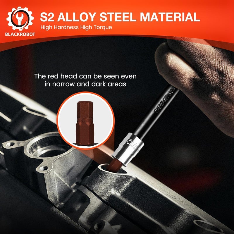 BLACKROBOT 7/32 inch Hex Bit Socket, 3/8 Inch Drive 7/32 Allen Key Socket, SAE, Full Polished, S2 Steel Head Made For Repairing - Image 5